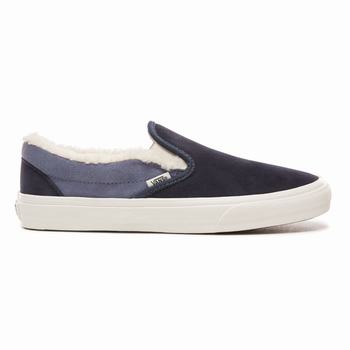 Damske Slip On Tenisky Vans Suede and Sherpa Classic Slip-on shoes Sky Captain/Grisaille VA43CKYSJ